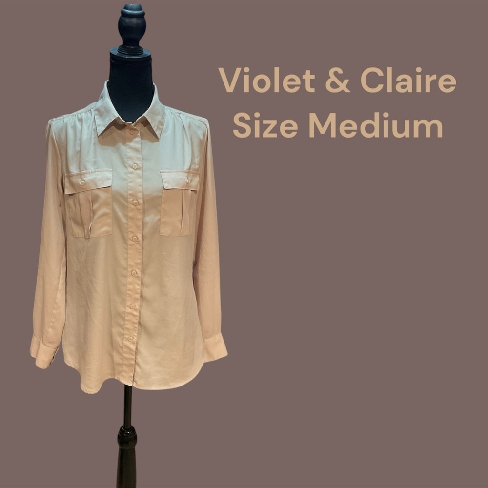 VIOLET & CLAIRE BUTTON UP BLOUSE LONG SLEEVE SIZE MEDIUM GENTLY WORN